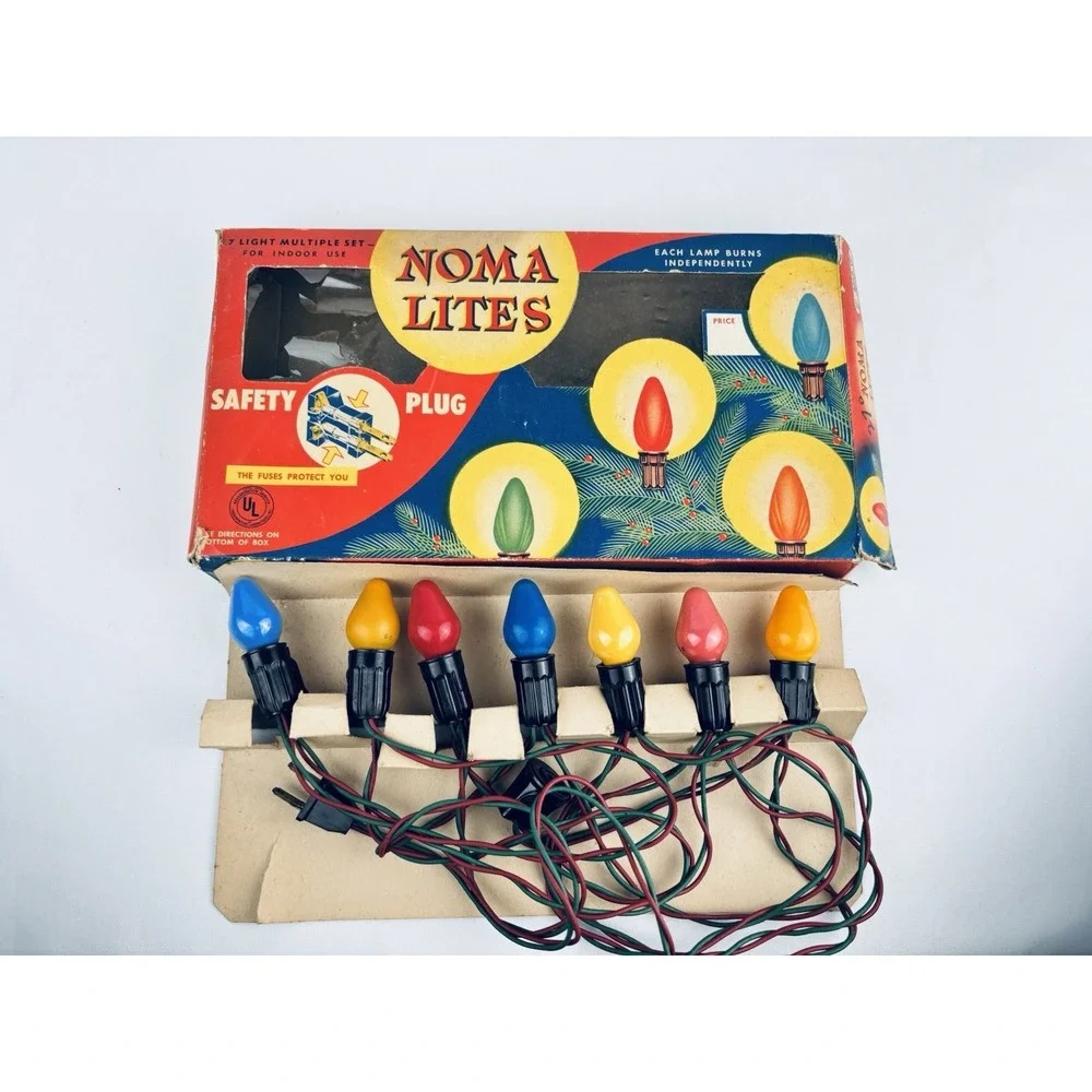 Vintage Noma Lites Christmas Lights C-7 Bulbs Lamps Clips Cat 3010-SF